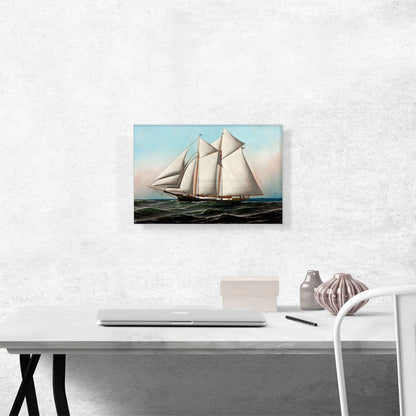 Portrait of an American Yacht Flying Flag of NY Yacht Club 1887