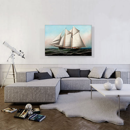 Portrait of an American Yacht Flying Flag of NY Yacht Club 1887