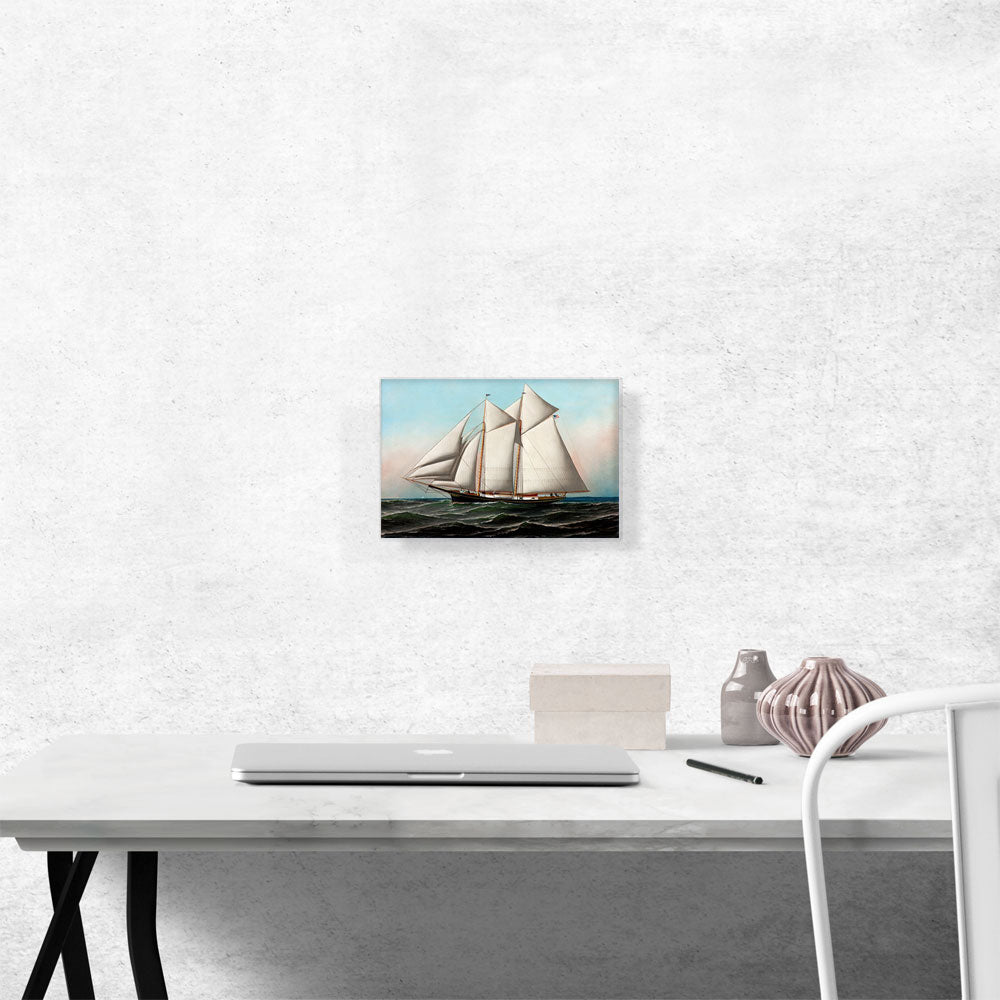 Portrait of an American Yacht Flying Flag of NY Yacht Club 1887