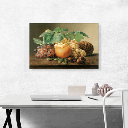 Still Life Grapes Blackberries Orange Pineapple 1834