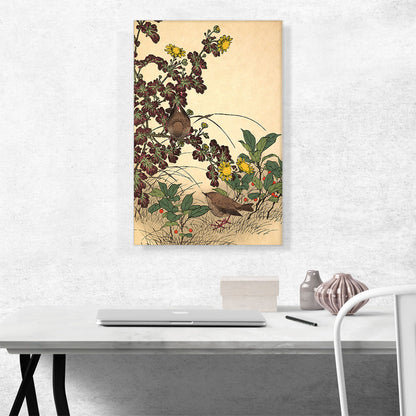 Two Birds And Chrysanthemums 1891