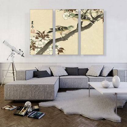 Two Green Birds On Blossom Branch 1892