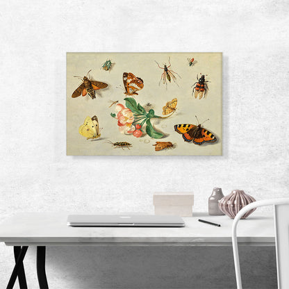 Butterflies Moths a Dragonfly And Insects With a Spring Of Apple Blossoms