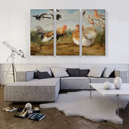 Landscape With Cockerel Turkey Squabbling And Other Fowl