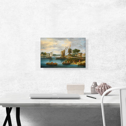 A River Landscape With a Windmill