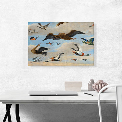 Study Of Birds On a Sky Background Oil On Copper