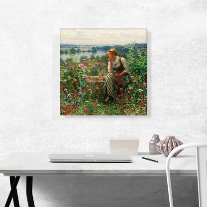 Normandy Girl Sitting In a Garden