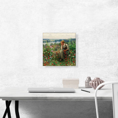 Normandy Girl Sitting In a Garden