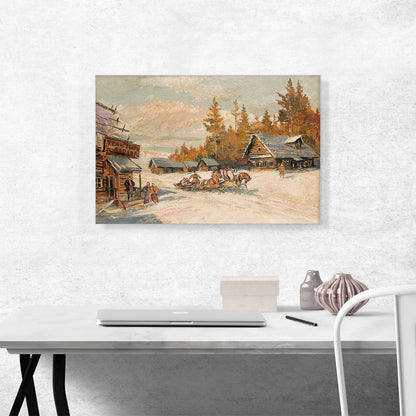 Winter Scene With Troika Winter Sleigh Ride