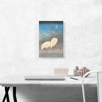 Egrets and Reeds in Moonlight