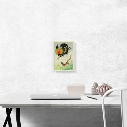 A Rooster and Weasel in a Barley Field