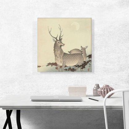 Two Deer With Moon