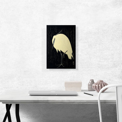 White Heron Standing in the Rain