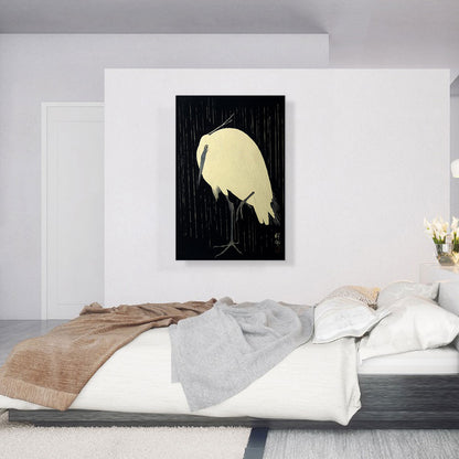White Heron Standing in the Rain