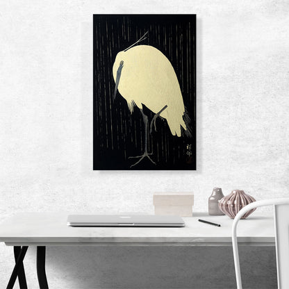 White Heron Standing in the Rain