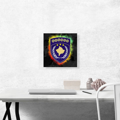 Kosovo Coat of Arms Colorful Splatter With Black