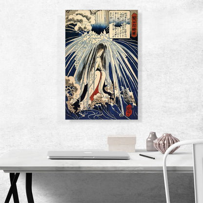Hatsuhana Doing Penance Under The Tonosawa Waterfall