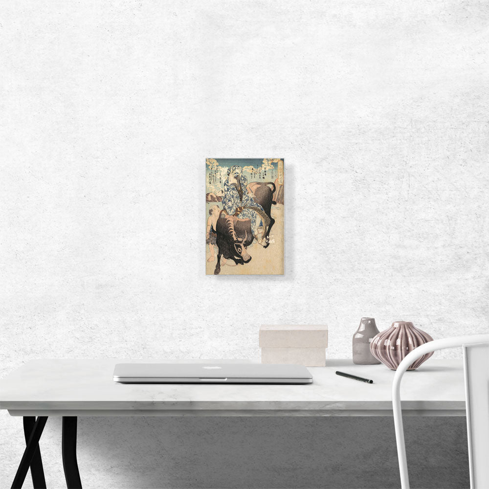 Woman with a Pipe Riding on a Buffalo