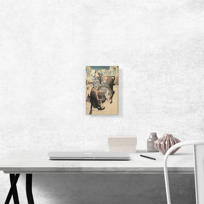Woman with a Pipe Riding on a Buffalo