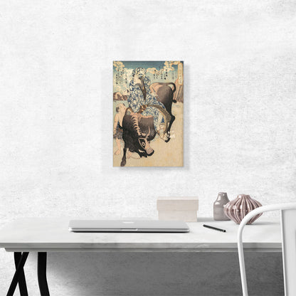 Woman with a Pipe Riding on a Buffalo
