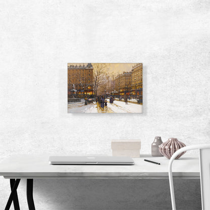 Boulevard In The Snow In Paris