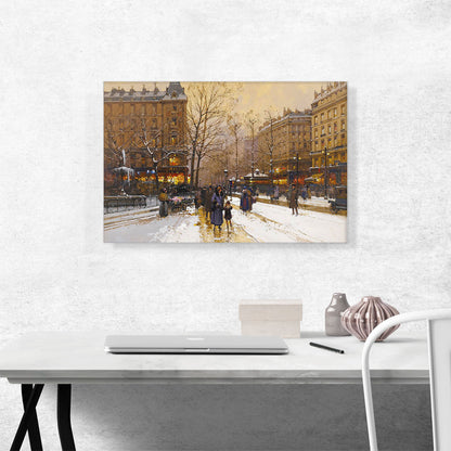 Boulevard In The Snow In Paris