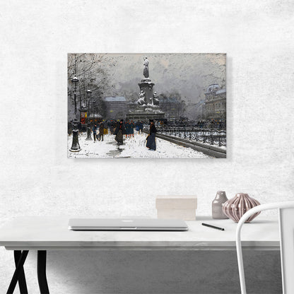 The Place Of The Republic With Snow