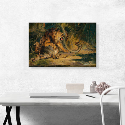 Lion Defending its Prey 1840