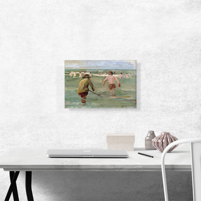 German Bathing Boys With Crab Fisherman 1847