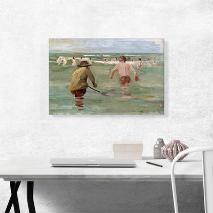 German Bathing Boys With Crab Fisherman 1847