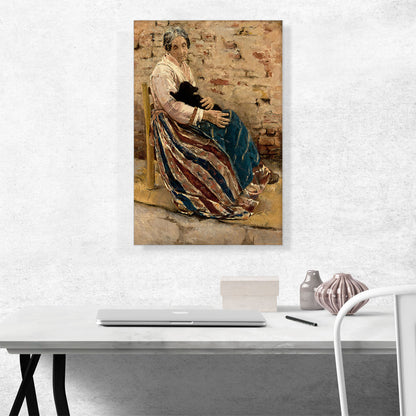 An Old Woman With Cat 1878