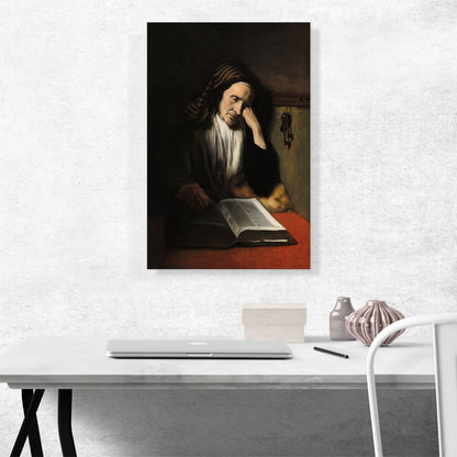 Old Woman Dozing Over a Book