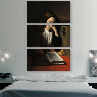 Old Woman Dozing Over a Book