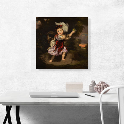 Portrait Of Child In Landscape With Dog Goldfinch
