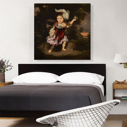 Portrait Of Child In Landscape With Dog Goldfinch