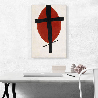Mystic Suprematism - Black Cross on Red Oval