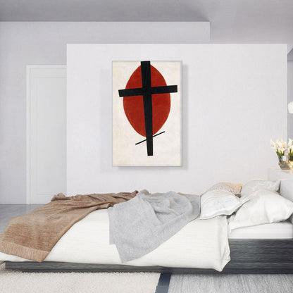 Mystic Suprematism - Black Cross on Red Oval