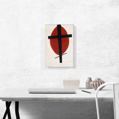 Mystic Suprematism - Black Cross on Red Oval