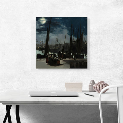 The Port of Boulogne in Moonlight 1869