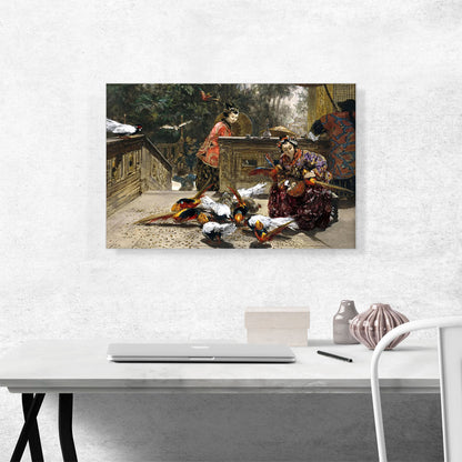 Chinese Woman With Pheasants