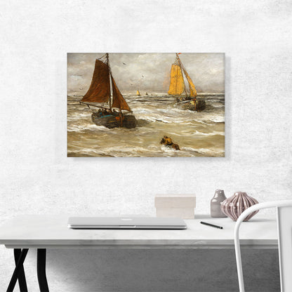 Man On Horse In Rough Seas
