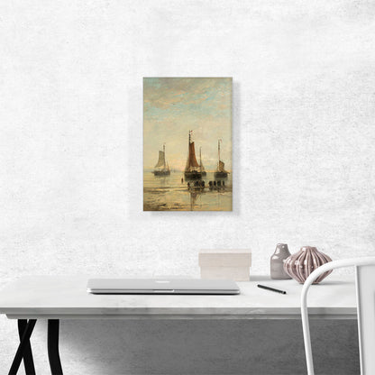 Bluff-Bowed Scheveningen Boat At Anchor 1860
