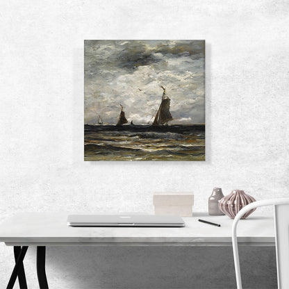 Dutch Fishing Vessels At Sea 1904