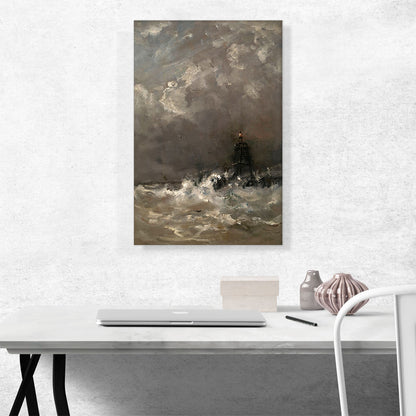 Lighthouse In Breaking Waves 1907