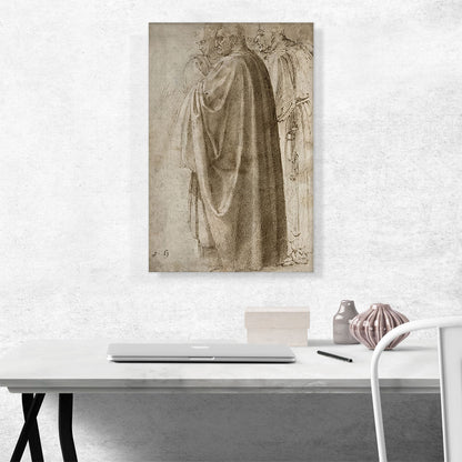 Three Standing Men in Wide Cloaks Turned to the Left 1496