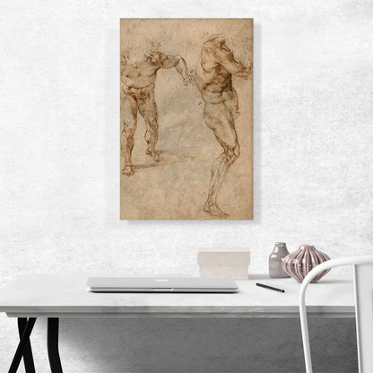 Two Nude Studies of a Man Storming Forward 1504