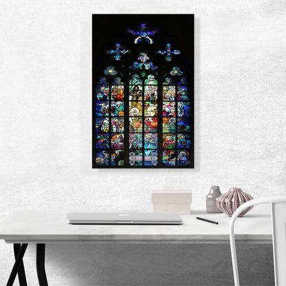 Glass Window of Alphonse Mucha in the St. Vitus Cathedral