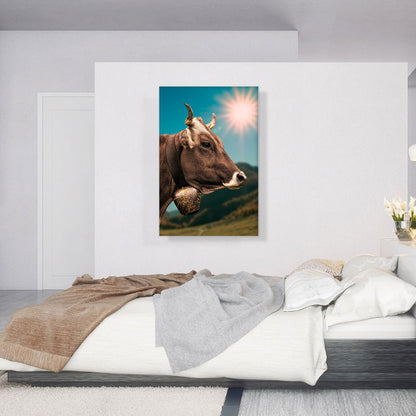Cow With The Bell In The Field Home decor