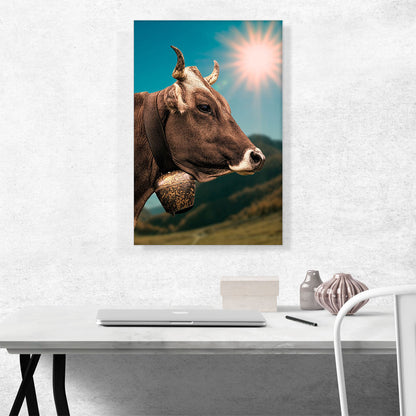 Cow With The Bell In The Field Home decor