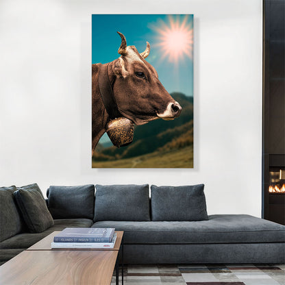Cow With The Bell In The Field Home decor